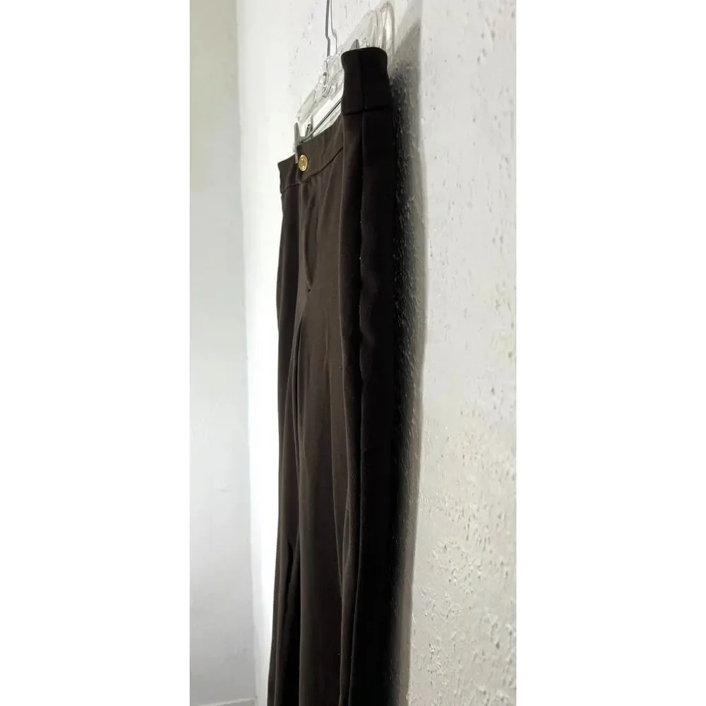 Michael Kors Pants Womens Sz 14 Brown Stretch Ponte Knit Skinny Ankle Logo